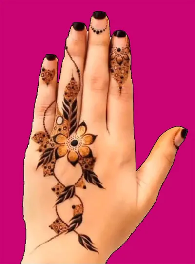 Flower Finger Mehndi Design Naksha