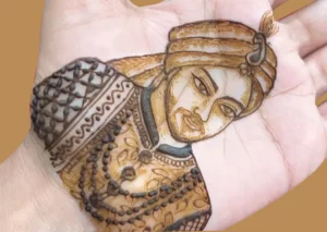 Groom Face in Front Hand Dulha Mendi Desing