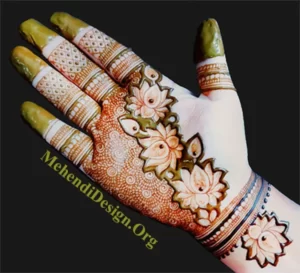 Royal front hand mehndi design for girls