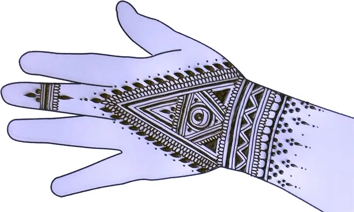 Geometric Back Hand Mehndi Designs