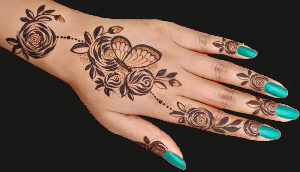Lotus and Butterfly Mehendi Design