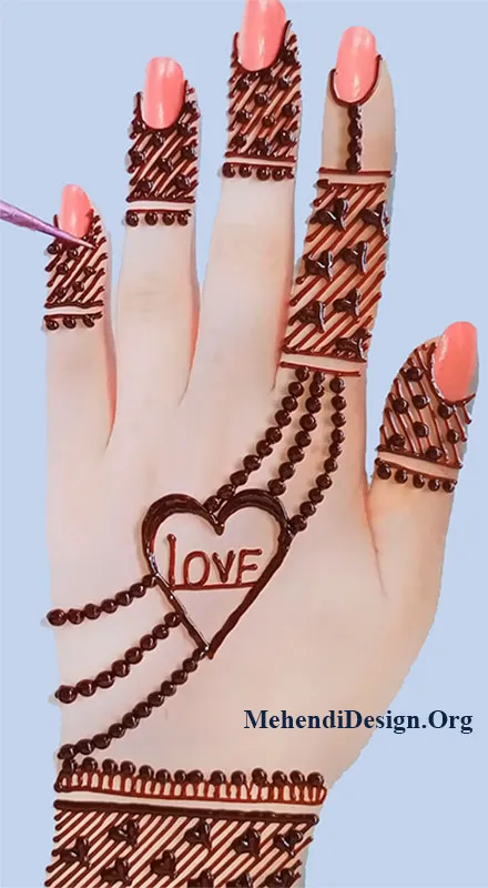 Easy Valentines Day Mehndi designs for back hand photo and picture