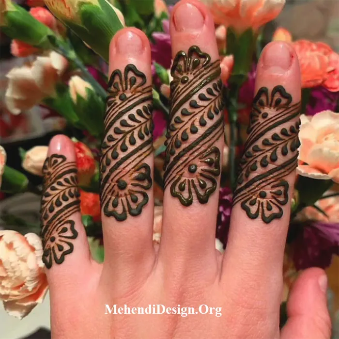 Stylish Royal Finger Mehndi Design Pic