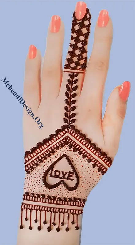 Valentine Day Love Mehndi designs for hand photo and picture