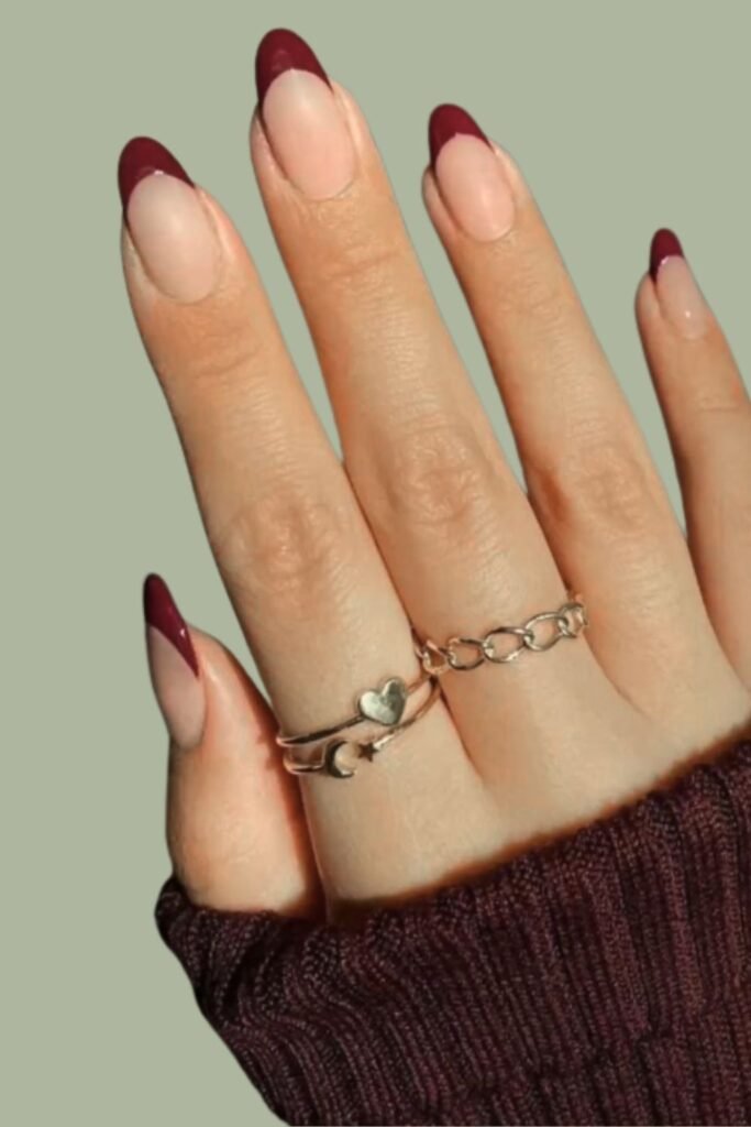 Image of Autumn French Tip Nails with Cozy Fall Shades Autumn French Tip Nails with Cozy Fall Shades