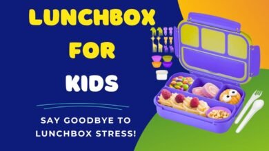 Back to school lunchbox ideas for kids shown in a colorful bento-style lunch box filled with healthy snacks and a sandwich.