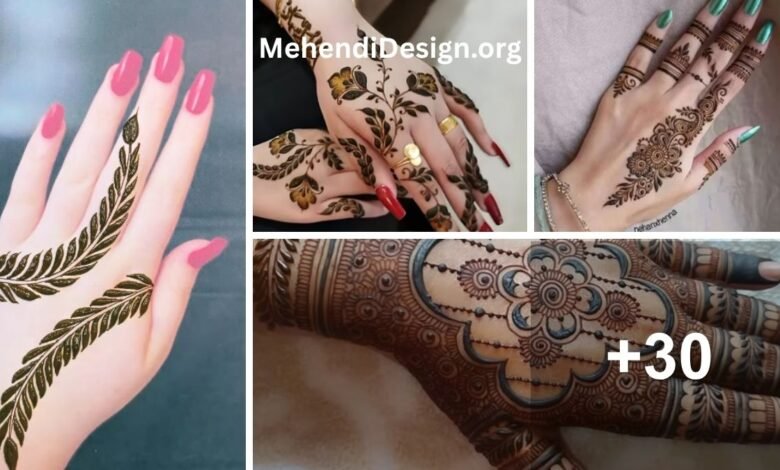 Image of Easy mehndi designs for fall shown on a close up of a hand featuring delicate leaf and vine patterns inspired by soft fall tones and seasonal charm Easy mehndi designs for fall shown on a close-up of a hand featuring delicate leaf and vine patterns, inspired by soft fall tones and seasonal charm.