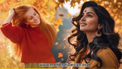 Fall hair care routine in action—a woman with glossy, nourished hair takes in the crisp autumn breeze, framed by golden leaves and cozy vibes.