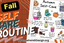 Fall self care ideas styled in a warm setup: wearing, eating, skincare, and a daily working list—perfect for slow days.