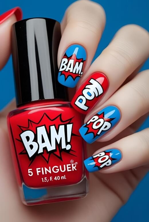 Image of Fun and creative pop art inspired nails for Labor Day Fun and creative pop art inspired nails for Labor Day