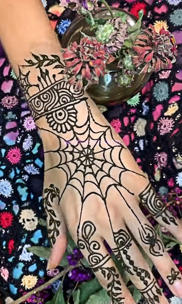Image of Halloween Spider Web Mehndi Design Halloween Spider Web Mehndi Design