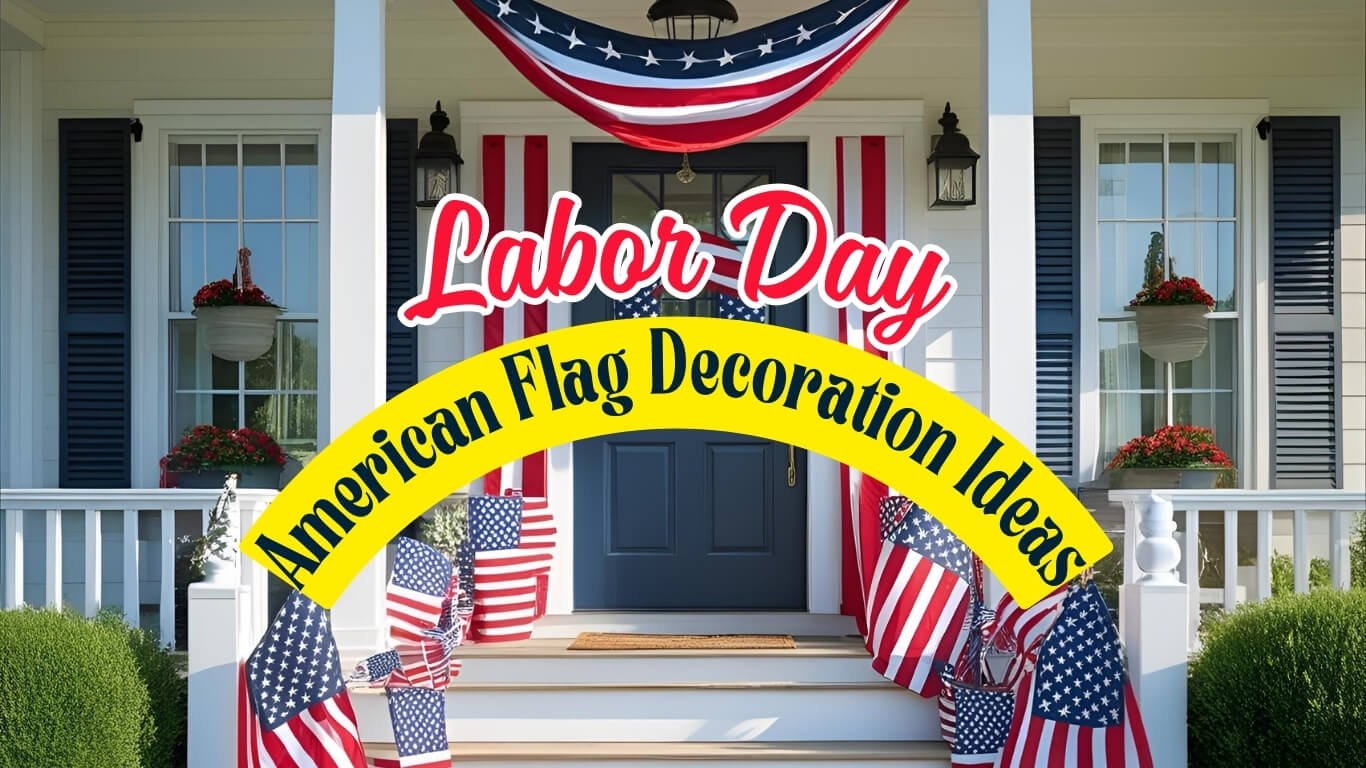 Image of Labor Day American flag decorations for porch and backyard party setup Labor Day American flag decorations for porch and backyard party setup