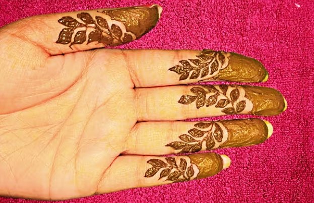 Image of Leafy Finger Cap mehndi design Leafy Finger Cap mehndi design
