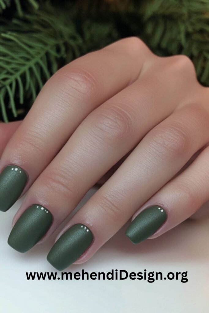 Image of Minimal Olive Green Nails for Autumn Minimal Olive Green Nails for Autumn