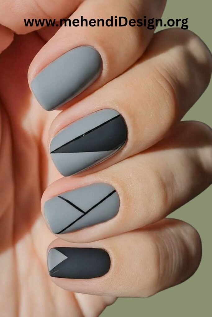 Image of Slate Gray Fall Nail Polish on Square Nails Slate Gray Fall Nail Polish on Square Nails
