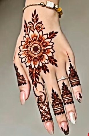 Image of Subtle Sunflower Petals mehndi design Subtle Sunflower Petals mehndi design