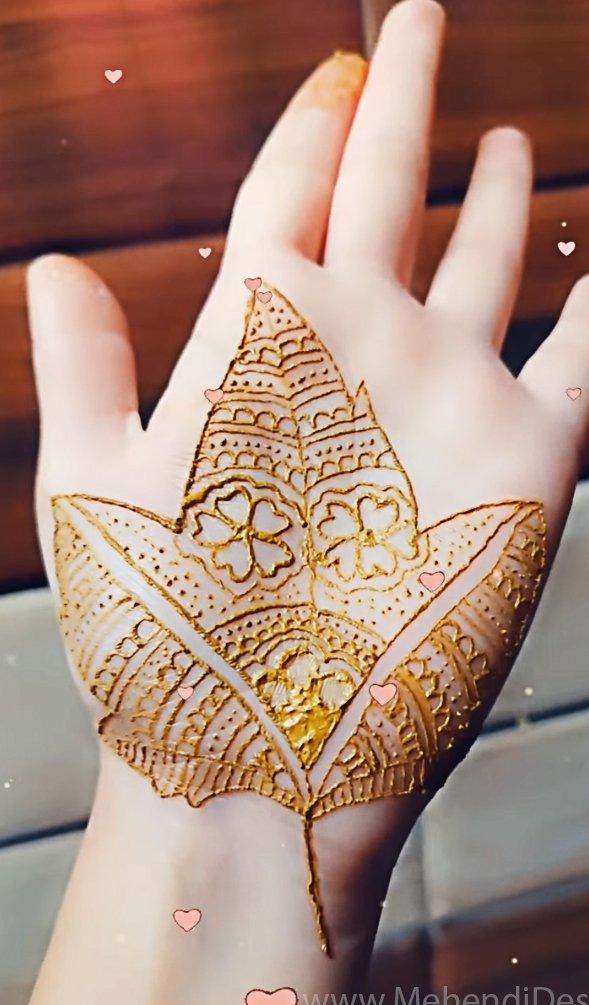 Image of Tiny Maple Leaf Mehndi design Tiny Maple Leaf Mehndi design