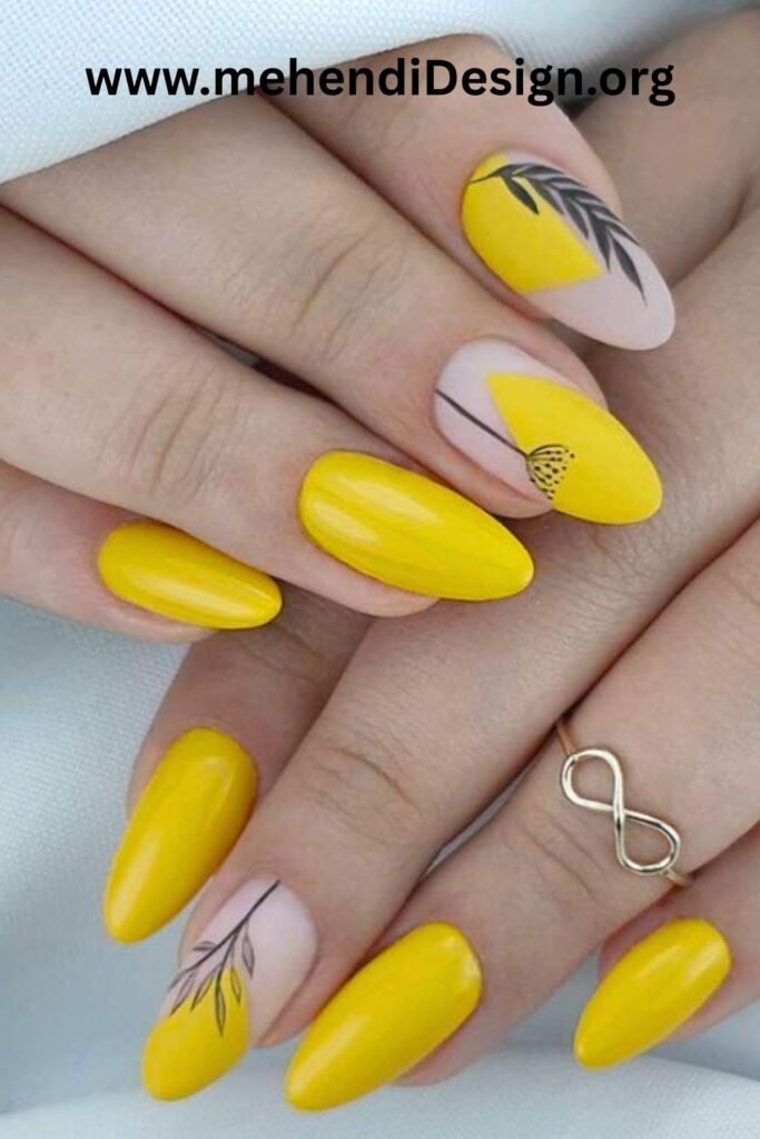 Image of Trendy Mustard Yellow Nails for Fall Trendy Mustard Yellow Nails for Fall