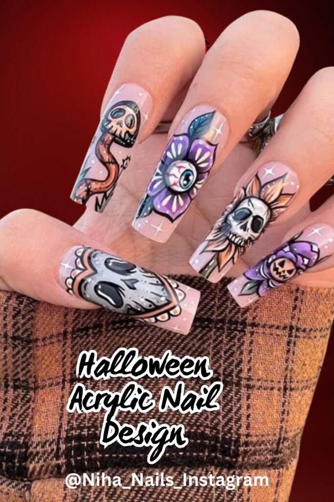 Image of Best compilation of viral TikTok nail trends showcasing modern and fresh acrylic nail designs for halloween Best compilation of viral TikTok nail trends, showcasing modern and fresh acrylic nail designs for halloween