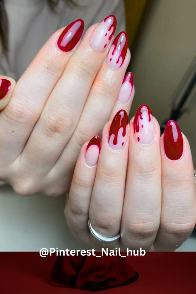 Image of Chilling bloody drip halloween acrylic nails designs a perfect choice for horror lovers Chilling blood drip halloween acrylic nails designs, a perfect choice for horror lovers